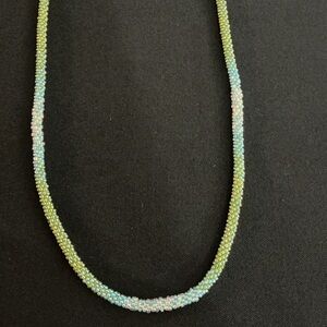 Elegant Green and Blue Beaded Necklace
